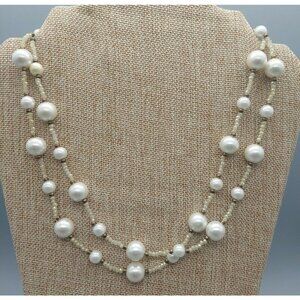 Rush By Denis & Charles Long Gray Beaded Necklace Faux Pearls 42"-44"